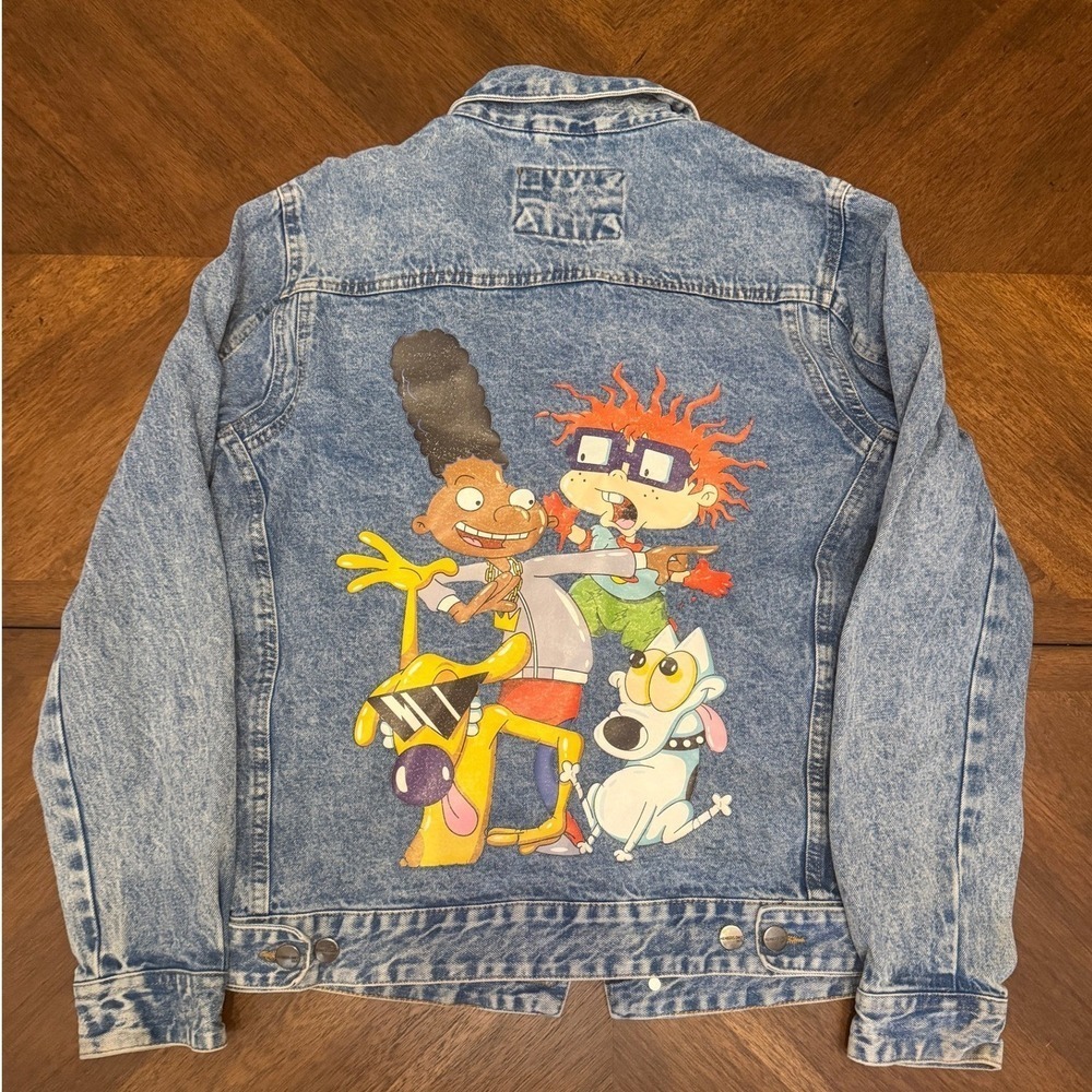 Members Only x Nickelodeon Denim Jacket Light Wash 90s Cartoons Mens Large